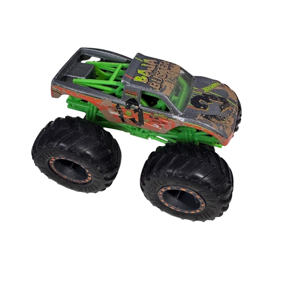 Hot Wheels Baja Buster Monster Truck 1:64 Diecast Green Gray Muddy Graphics 13‎